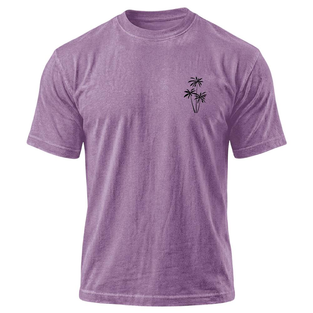 Men’s Casual Crew Neck Short Sleeve T Shirt with Palm Tree Print Relaxed Fit Soft Cotton Jersey Top for Everyday Wear