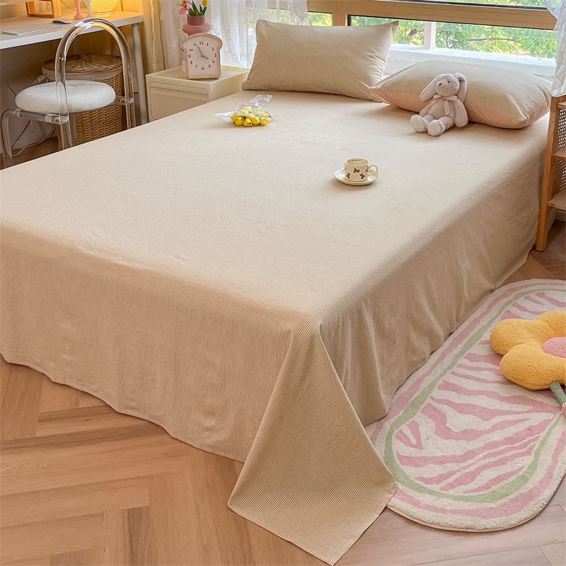 New Japanese Style Striped Thick Bed Sheet with Pillowcase for Single Student Dormitory