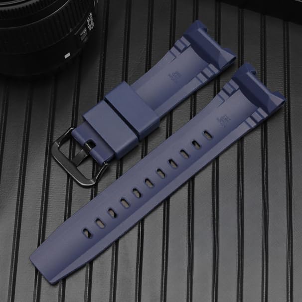 [syzynicy] Men's Silicone Watch Strap Compatible with G-SHOCK GST-210/W300/S100/S110/400G/B100 Watches (Blue/Black Buckle)