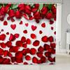 Rose Shower Curtain for Girls Couple Valentines Day Gift Romantic Floral Bath Curtain Botanical Flower Nature Bathroom Curtain