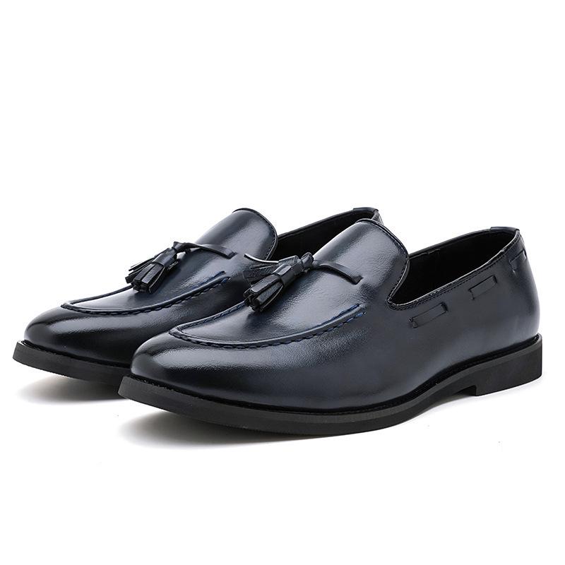 Large Men's British Style Casual Tassel Slip-On Leather Loafers