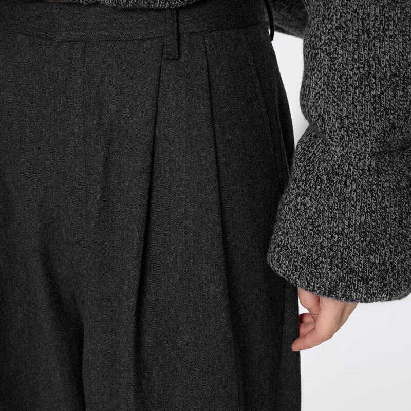 JNBY Women's 2024 Winter 100% Wool Loose Straight-Leg Trousers