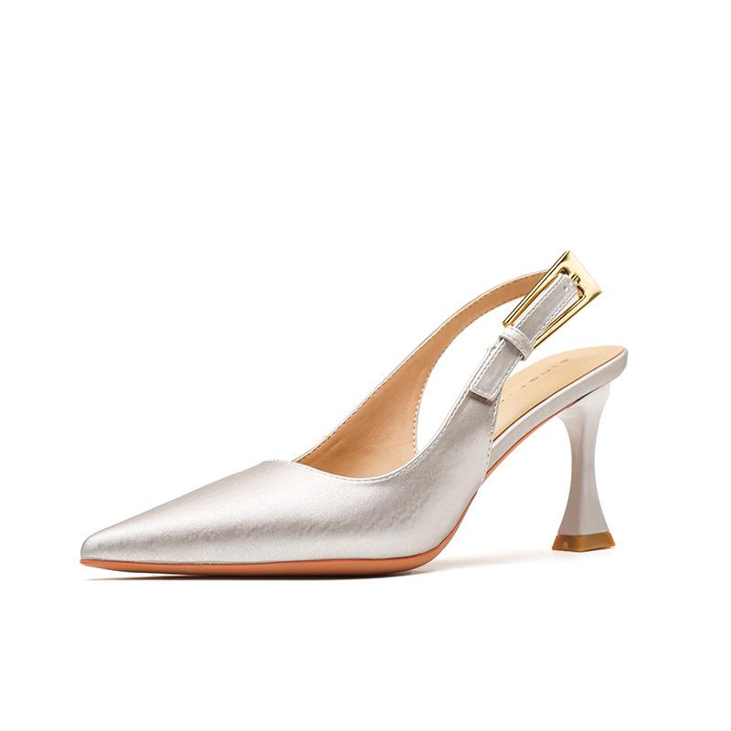 73212 [Schafsleder] High Heels Damen 2025 neu Taschenkopf leere Sandalen spitz Französische Stiletto-Schuhe