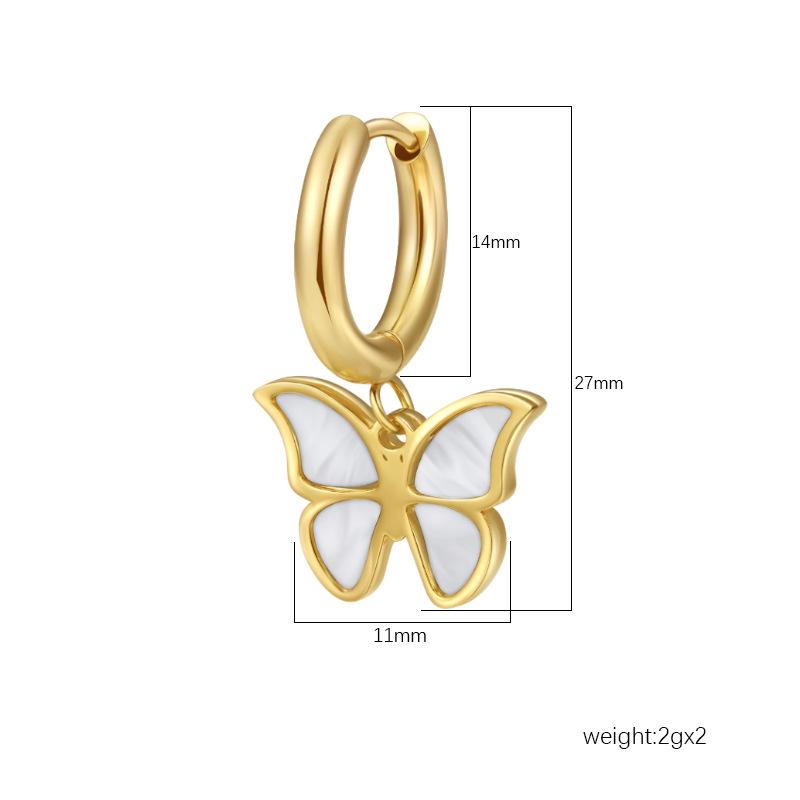 INS Direct Supply Fashion Stainless Steel Shell Butterfly Ear Buckle Women's 18K Versatile Premium Round Earrings