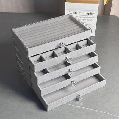 [Novità 2024] Scatola Portagioie in Velluto: Cassetto Multistrato per Esposizione e Conservazione di Orecchini e Braccialetti
