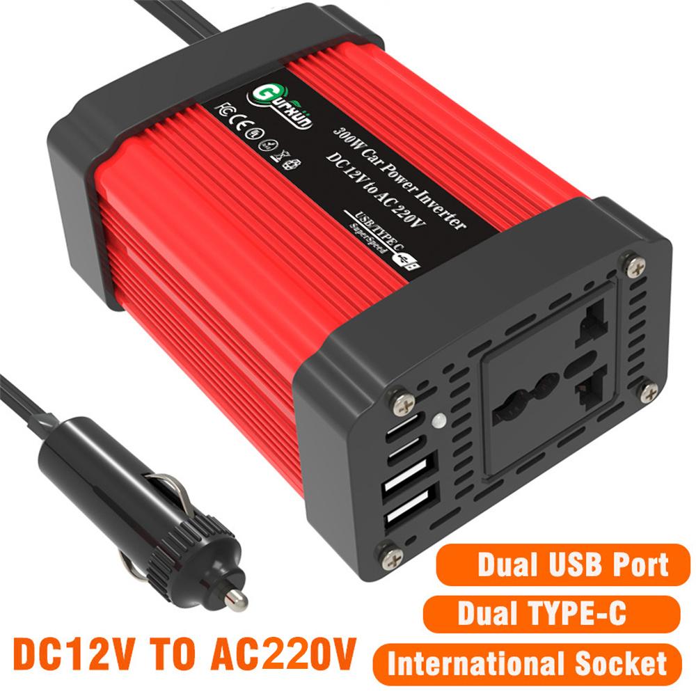 300W Car Power Inverter 12V to 220V Voltage Converter Portable Charger for Phone/Speaker/Camera, European Standard