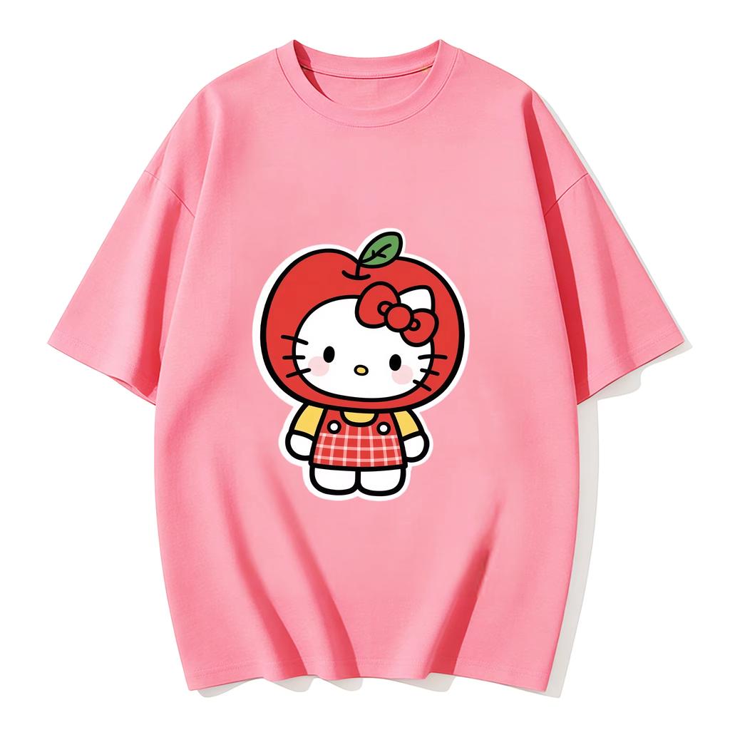2026 new Summer HelloKitty Cute Graphic Tee Casual Short Sleeve Cotton Top for Women Girls Kawaii Cartoon Print Streetwear