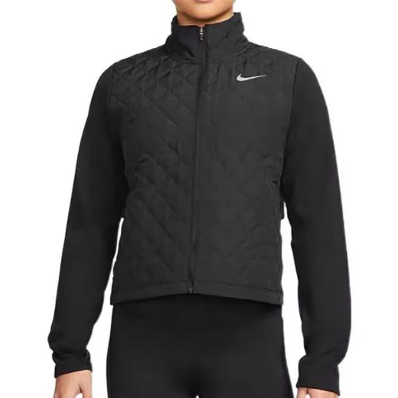 Nike Solid Color Logo Zip Warm Cotton Vest Women Vest Black DM1543-010