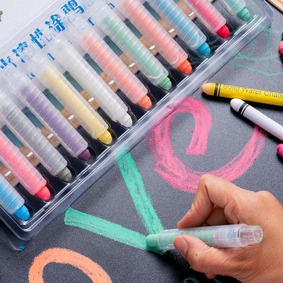 Water-Soluble Dustless Colored Chalk Set with Pen Holder for Kids - Ideal for Blackboard, Graffiti, and Drawing