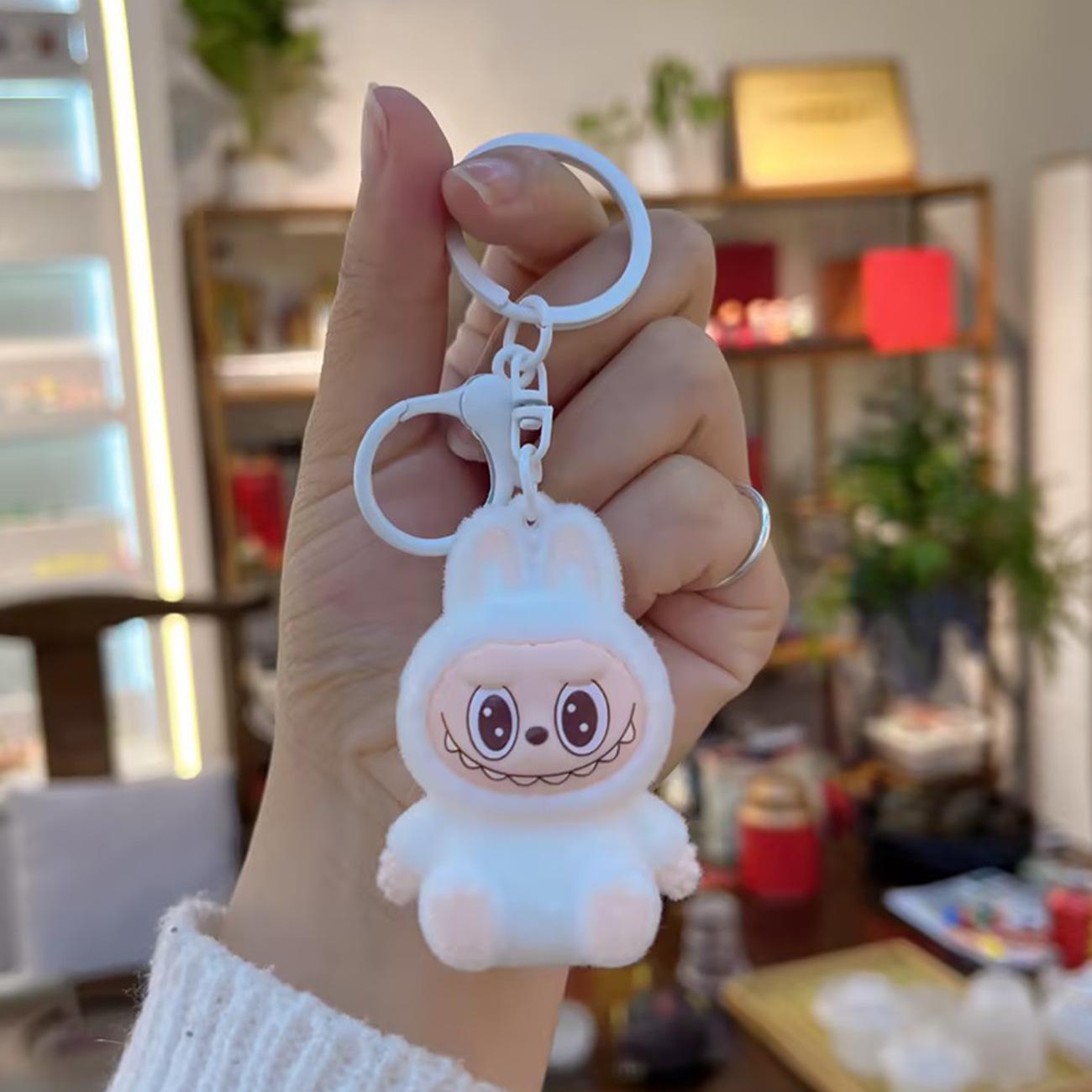 Portachiavi Kawaii con Fiocco Ciondolo da Appendere per Auto Decorazione Cartone Animato Portachiavi da Appendere per Zaino Ciondoli Portachiavi Regalo per Bambino 1PCS bianco
