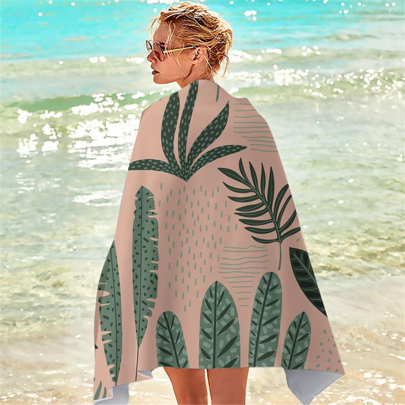 Summer Tropical Ultra-fine Fiber Beach Towel with Sun Protection