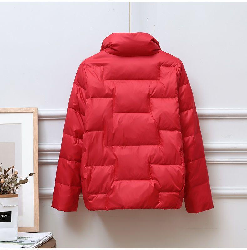 Women's Lightweight Down Jacket - Casual Large Lapel Stand Collar Short Coat for Autumn & Winter