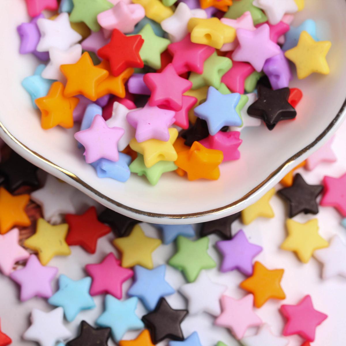 

Фурнитура, аксессуары для ювелирных изделий, акриловые свободные бусины ярких цветов, 300 шт., разделитель «сделай сам», 9 мм, в форме звезды, для дома