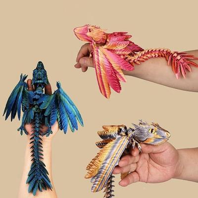 22cm Mode 3D Gedruckte Gefiederte Wyvern Drachen Figuren Mehrgelenkig Beweglich Simulation Drachen Handwerk Haus Schreibtisch Verzierung