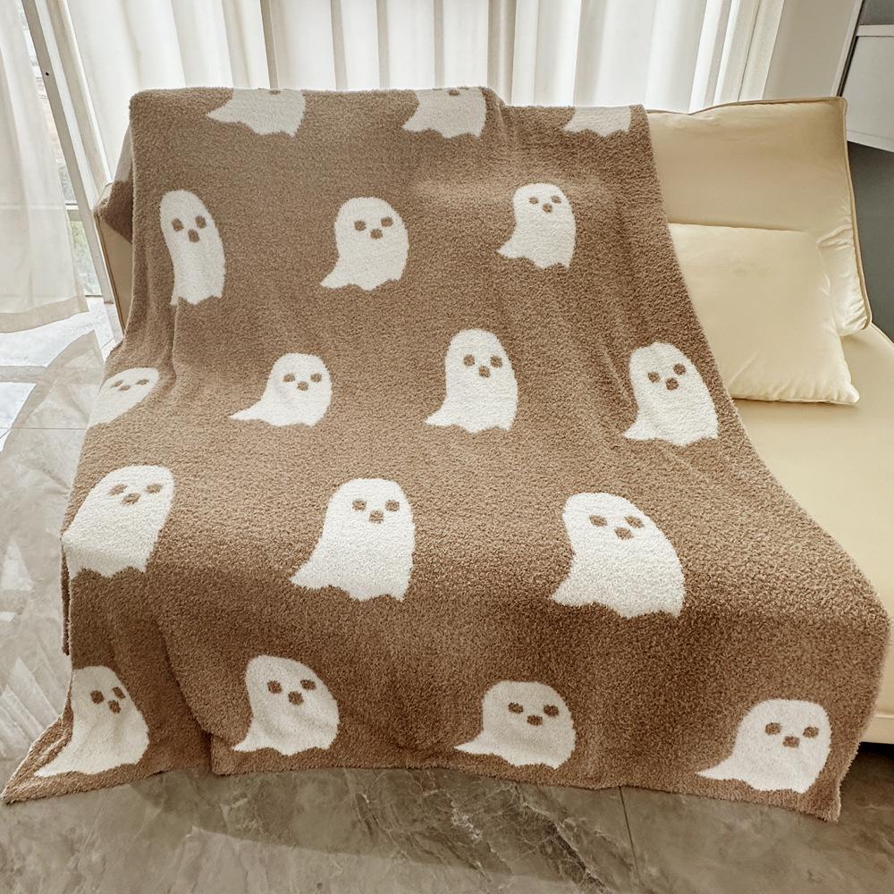 Coperta in pile a metà lato Coperta fantasma Coperta jacquard lavorata a maglia Coperta fantasma in flanella di Halloween