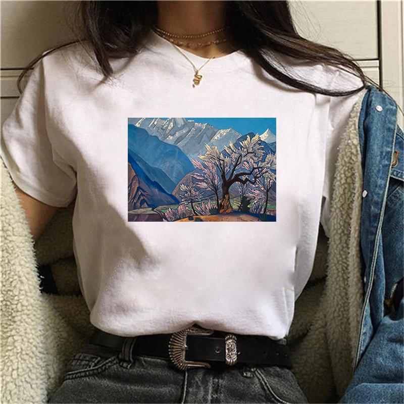 Women T-Shirt New Style Art Oil Painting Short Sleeves T Shirt Summer Fashion Harajuku Oversized T-Shirt Female Casual Clothes