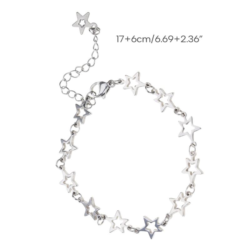 Y2K Small Five-pointed Star Bracelets for Women Girls Personality Hollow Star Bracelet Jewelry Link Chain Wristband Gift