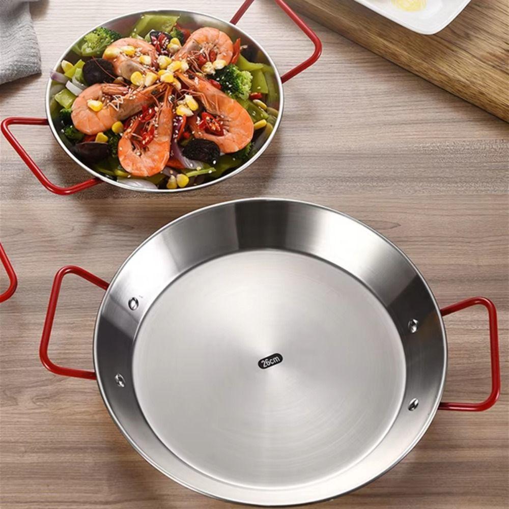 Nonstick Surface Seafood Plate Flat Bottom Snack Plate Heavy Duty Stainless Steel Pan  Home Kitchen
