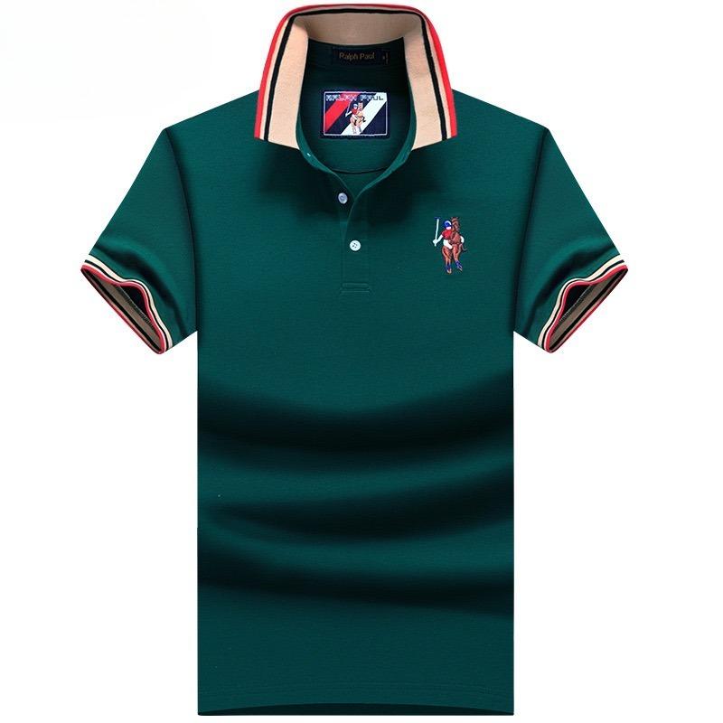 TrendHub Polo Shirt Men High Quality Cotton Mens Short Sleeve Solid Color Embroidery Business Casual Polo Shirt