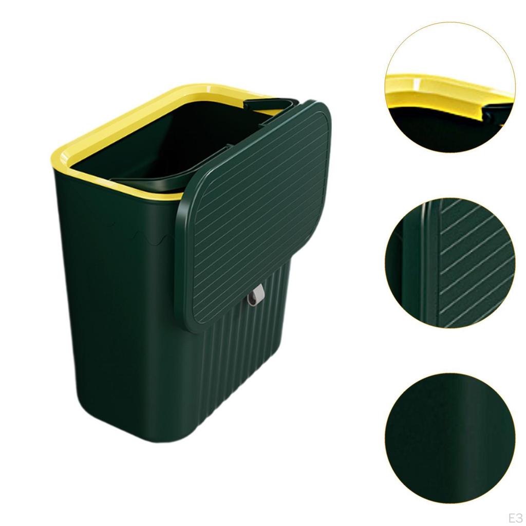 Kitchen Compost Bin Hanging Bathroom Trash Can with Lid, for Home, Office