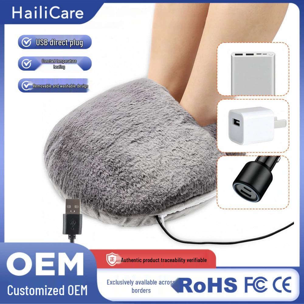Plush Electric Foot Warmer: USB-Powered Heated Winter Shoes for Cozy Feet