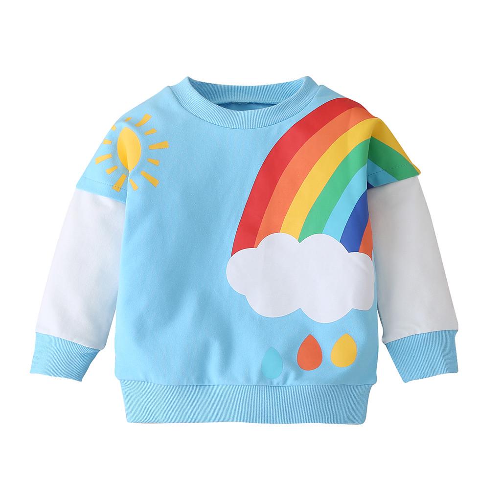 Toddler Kids Baby Boys Girls Long Sleeve Rainbow Print Sweater Tops Clothes Toddler Kids Baby Boys Girls Long Sleeve Rainbow Print Sweater Tops Clothes