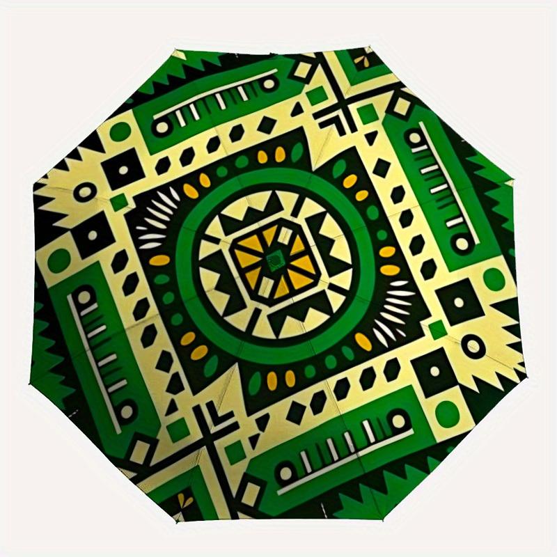 

1pc Ethnic Print Automatic Folding Umbrella, Portable & Foldable Design with 8 Ribs, Casual Outdoor Accessory yy250729094