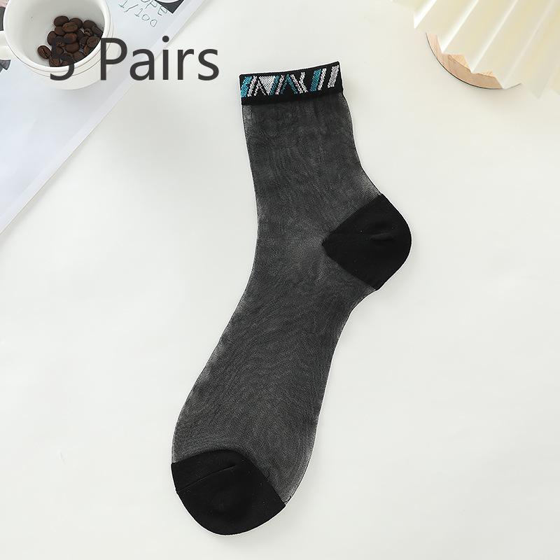 

5 пар мужских летних тонких носков-трубок из ледяного шелка, стеклянного шелка, нескользящих, устойчивых к зацепкам, из шелка, хрустального шелка, прозрачных 5 Pairs