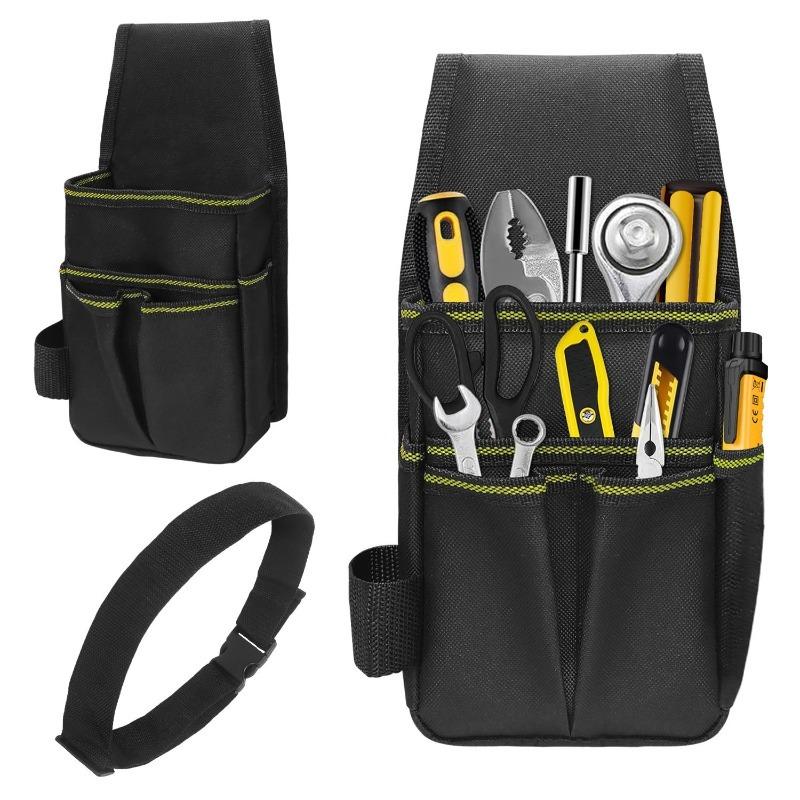 Compact Waist Pouch Plier Screwdriver Hammer Wrench Electrician Organizer Bag Handy Portable Essential (black,14x6x28cm) чёрный