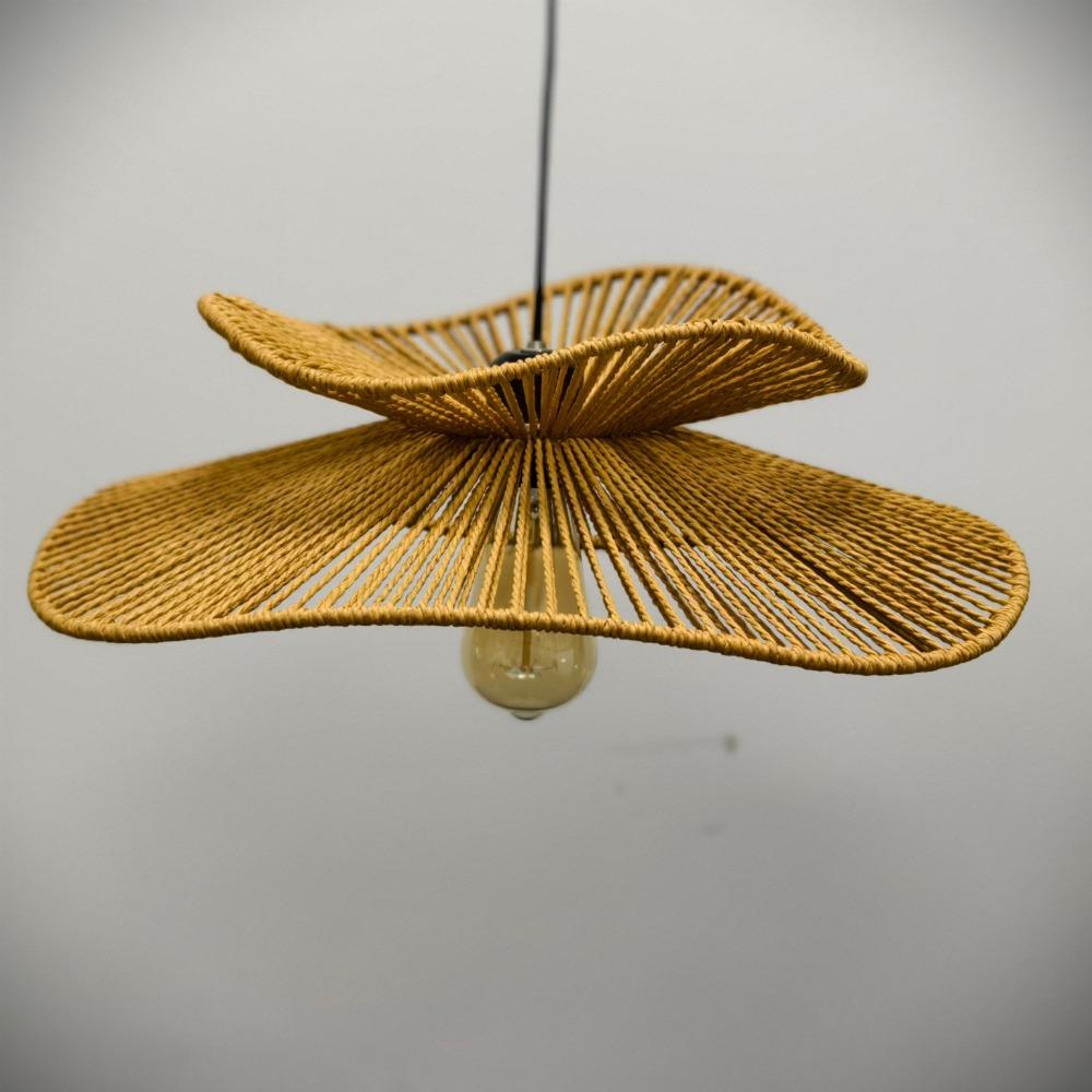 JOYINLED Hand-woven Rope Woven Pendant Light Retro Rattan Chandelier Light Wabi-sabi Homestay Bedroom Tea Room Bar Lighting