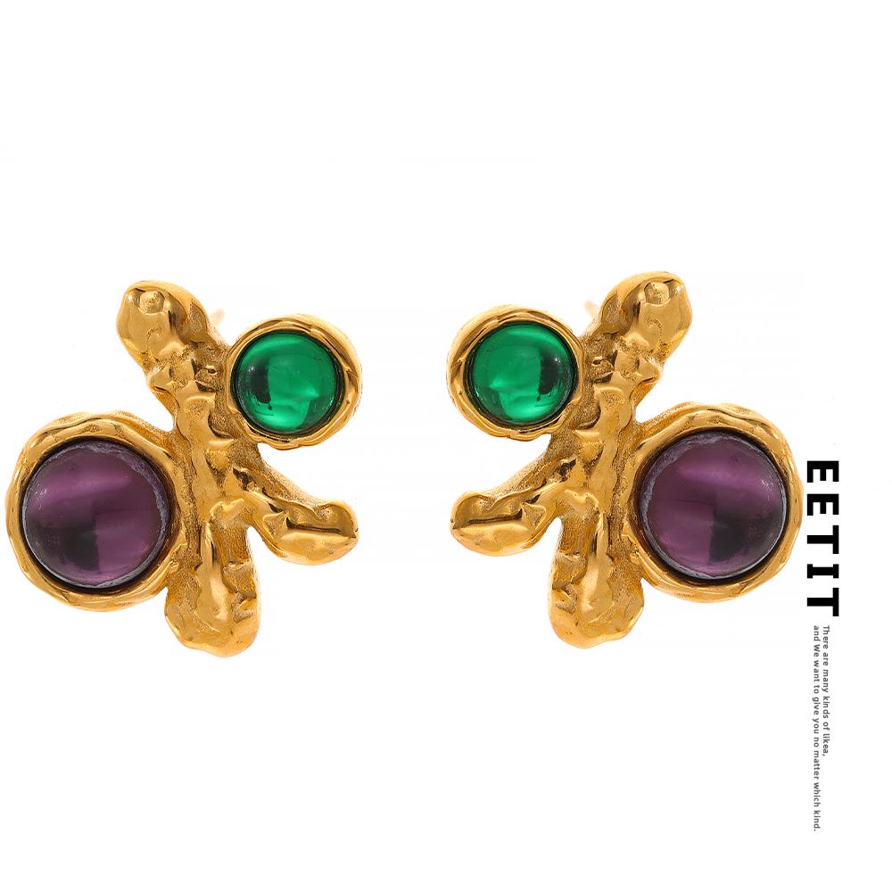 

Eetit Фиолетовый Зеленый Стекло Имитация Агата Нержавеющая Сталь Шикарные Геометрические Серьги-гвоздики Женские Модные Ювелирные Изделия