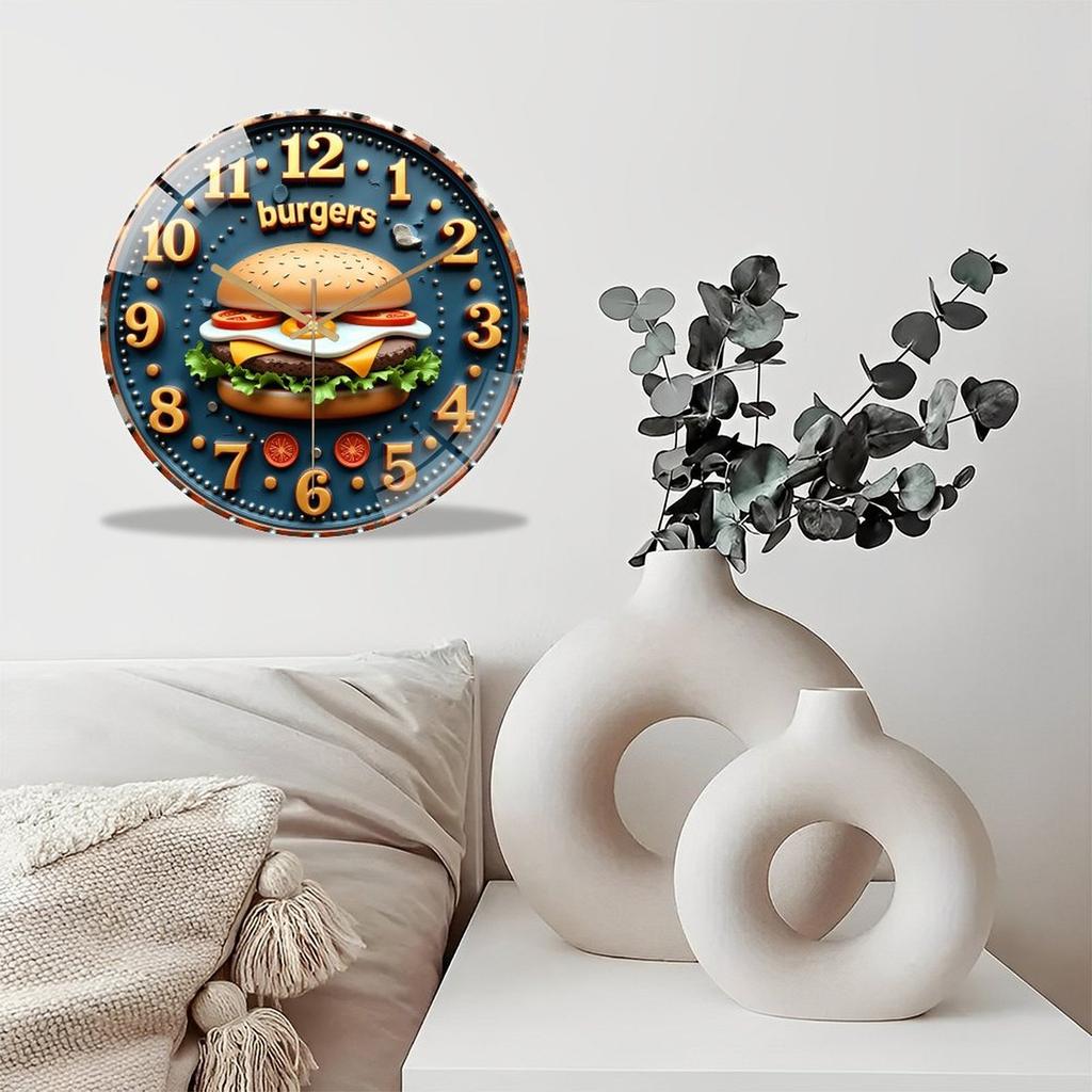 Bedroom-Compatible 30cm Round Glass Wall Clock with Truly Silent Operation
