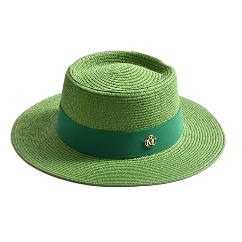 New Summer Straw Sun Hats for Women Ladies Fashion Flat Brim Ribbon Beach Hat Travel Dress Cap Chapeau Femme