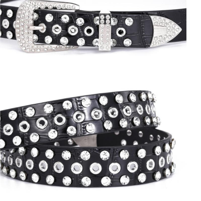 Women's Rhinestone Hollow Pin Buckle Studded Belt  Wedding Party Belts Valentines Gifts