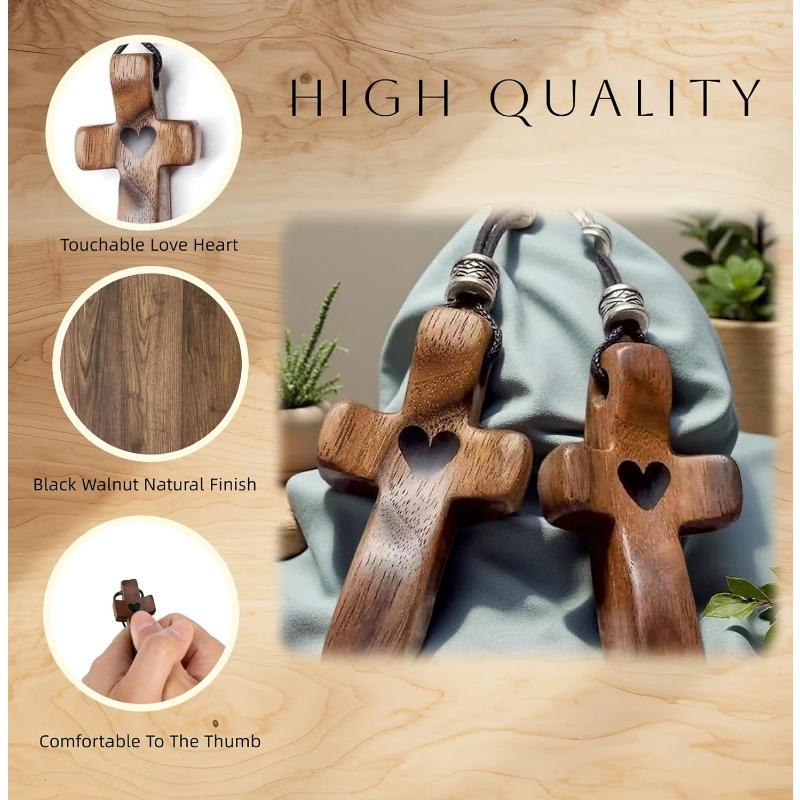 Handheld Olive Wood Clinging Cross From Elegant Wooden Cross Decor - Versatile Spiritual Symbol for Home & Office, Perfect Gift
