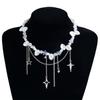 Pearl Necklace Layered Star Drop With Geometric Design For Women