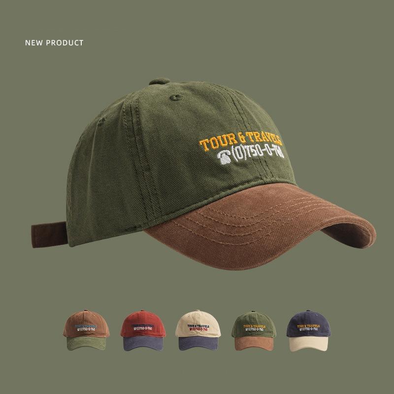 Retro color matching baseball cap children street sunshade embroidery soft top men show face small parent-child peaked cap tide