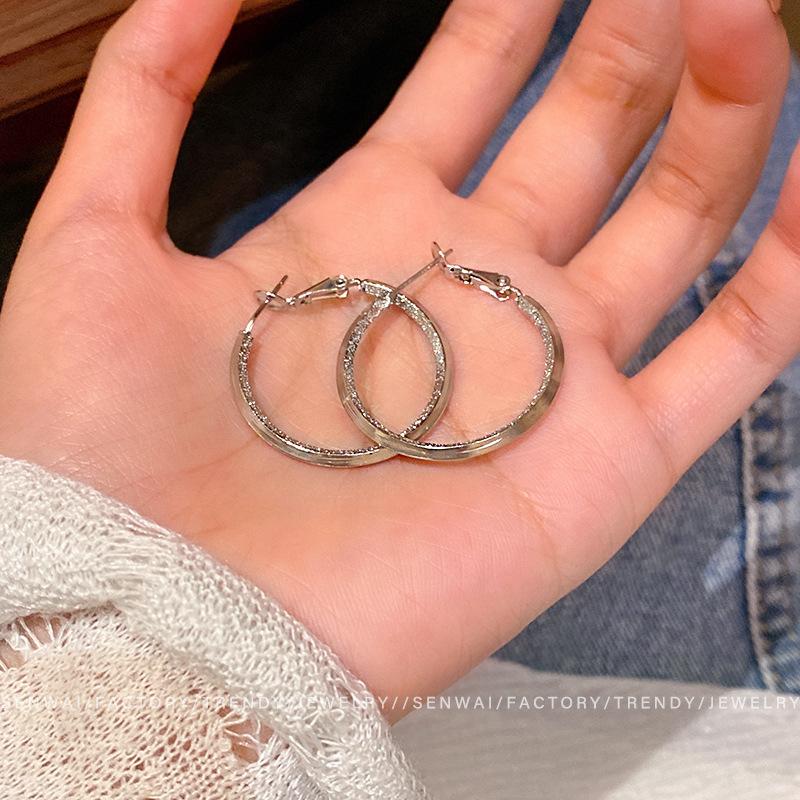 Дизайнерские большие серьги женские ретро Гонконгский стиль темперамент простые серьги-кольца популярные серьги