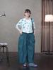 Women's Summer Lightweight Retro Blue Cotton Carrot Pants
