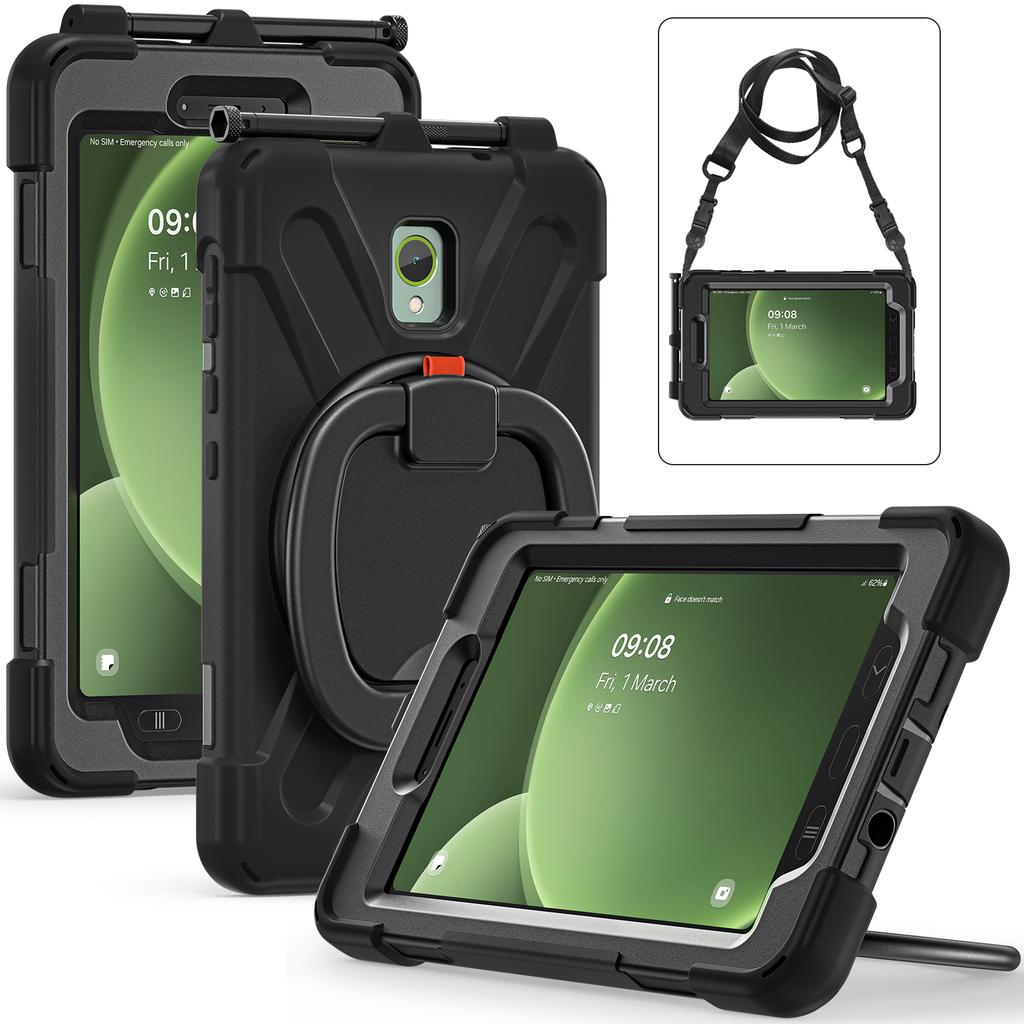 360 Rotating Kids Case Universal for Samsung Galaxy Tab Active 5 3 SM-X300 X306B SM-T570 575 8" Armor Stand Cover Shoulder Strap