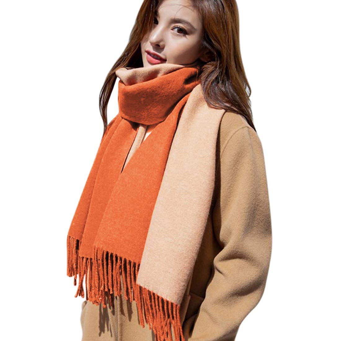

Hoomoi Winter Solid Birthday Fringe Collar Christmas Gift Women s Cashmere-Like Scarf, Popular, Large, Thick, Double-Sided, Fashionable, Scarf, Color,