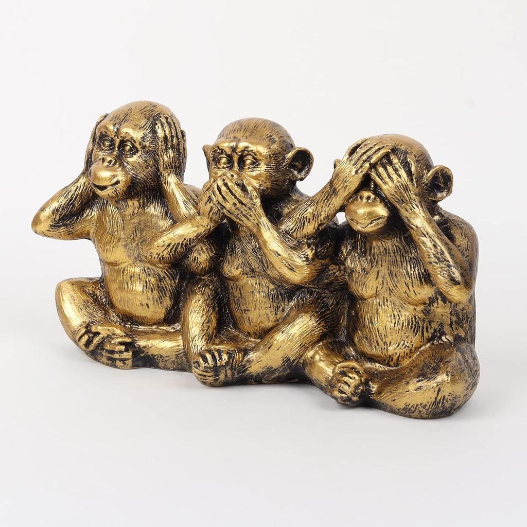 Polyresin Three Wise Monkeys Statue Showpiece for Home Decor Decoration and Gifting