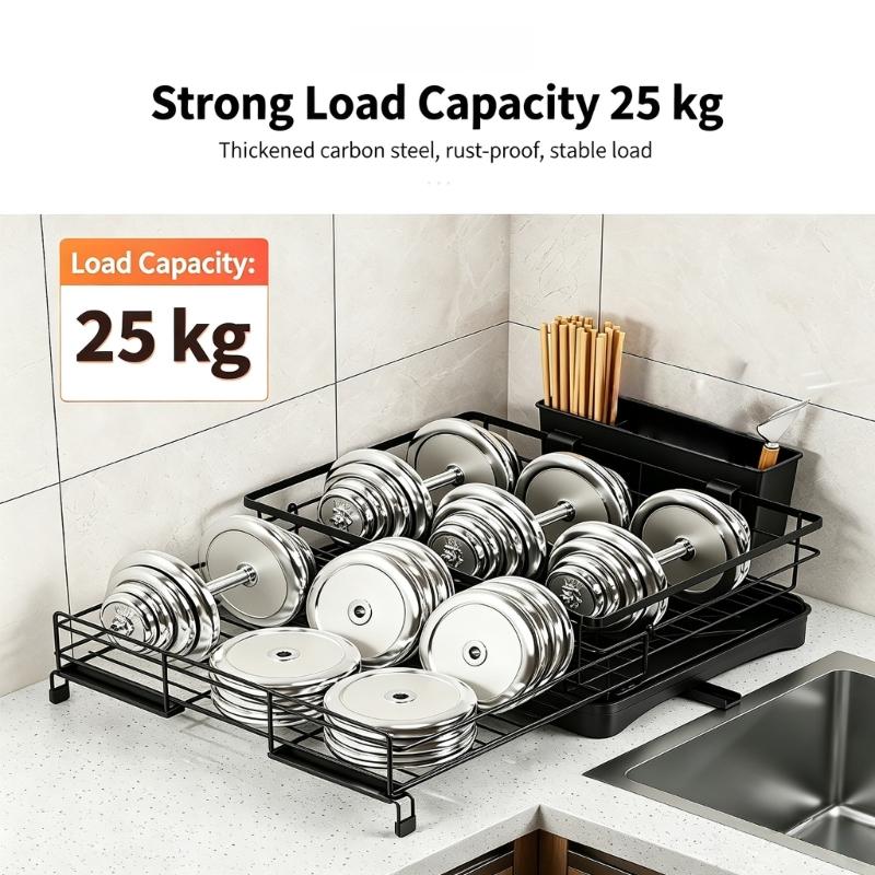 Expandable Over Sink Dish Rack Metal Open Wire Drainer for Plates Bowls Cups and Everyday Dish Drying Tasks for Household Use