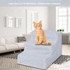 3 Steps Pet Dog Cat Stairs Ramp Ladder with Removable Cover for High Bed(Black)
