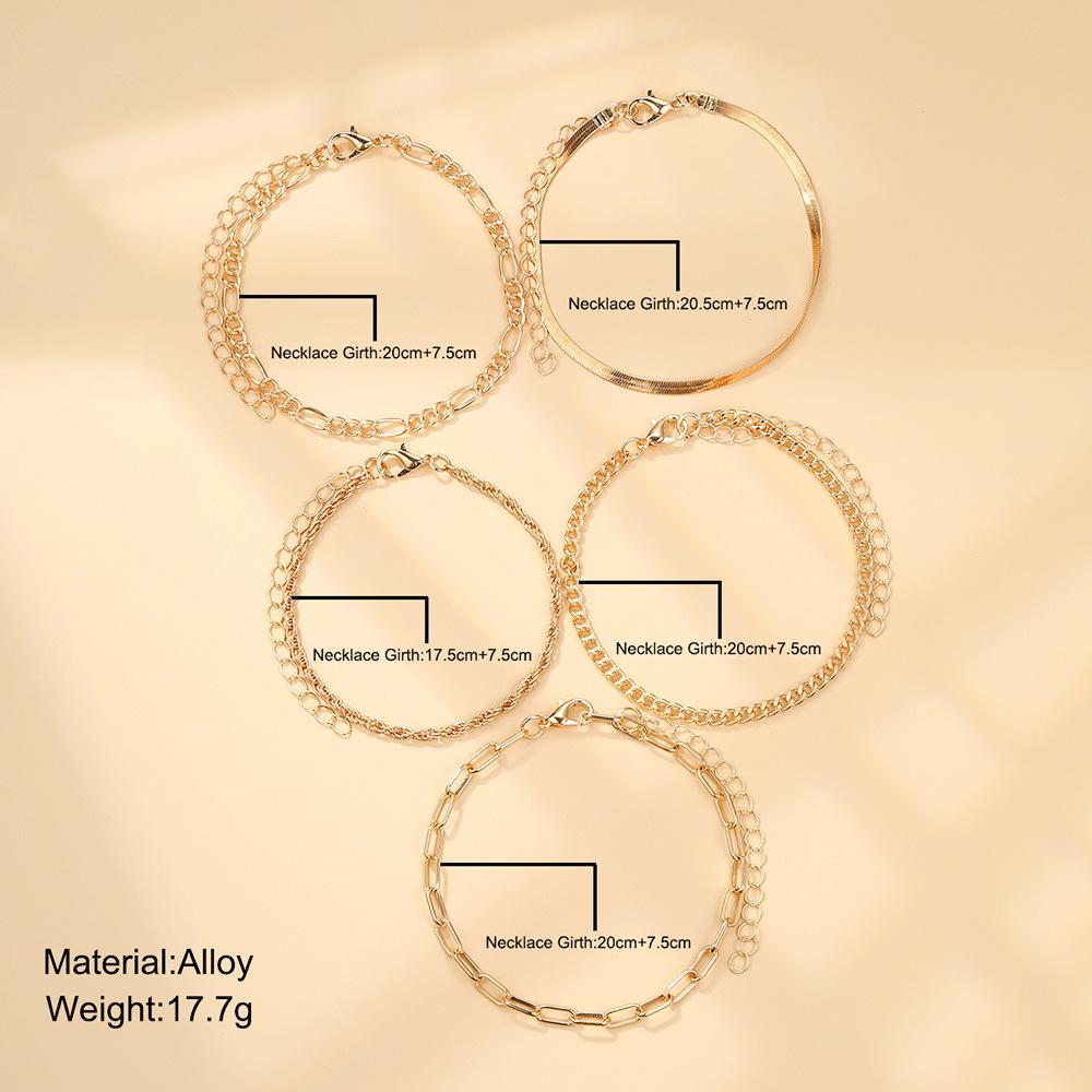 6Pcs Classic Snake Chain Bracelets for Women Trend Gold Plated Cuban Chain Bracelet Trendy Woman Gifts Jewelry Trendy