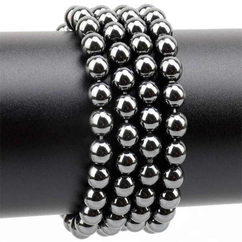 Quality Black Hematite Natural Spacer Loose Bead for Jewelry Making DIY Bracelet Accessories ( Pick Size 4 6 8 10 Mm )