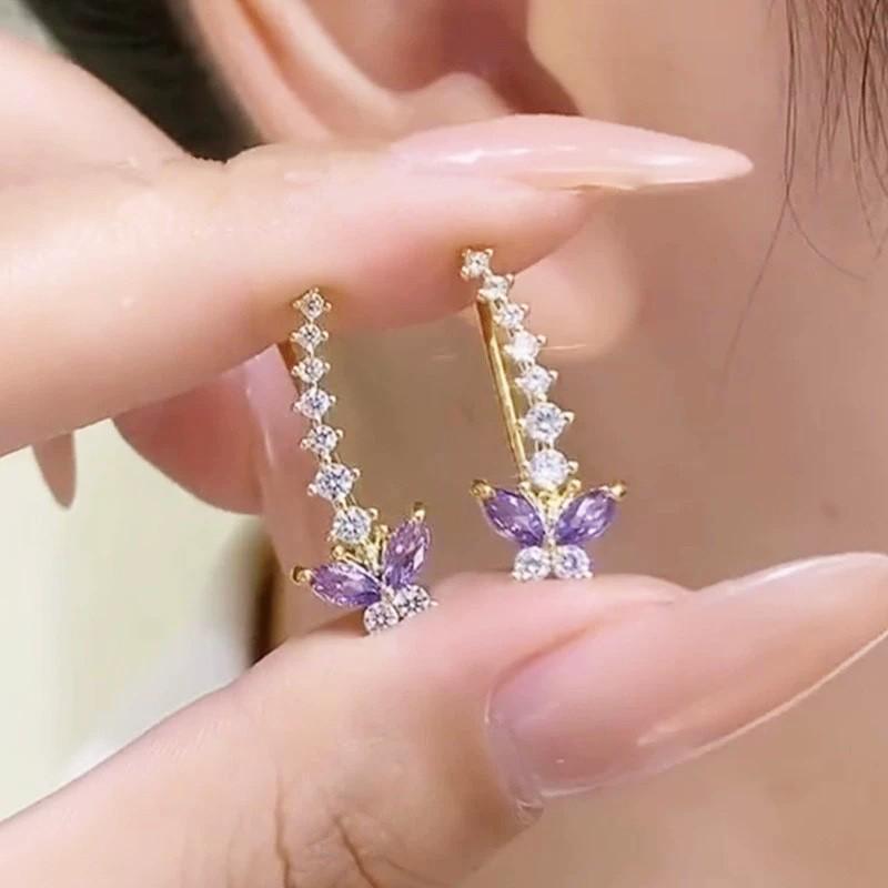 Exclusivo Ear Cuff de Camada Dupla Brilhante com Diamantes de Alto Padrão: Design Versátil e Indolor