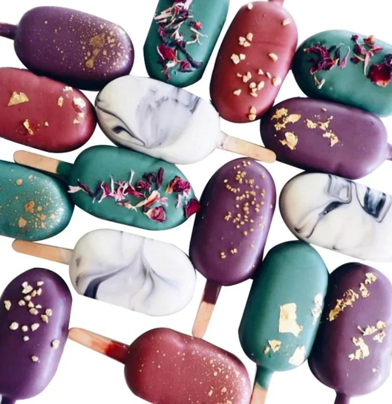 Thick material Silicone Ice Cream Mold Makers DIY Dessert Molds Moulds Tray With Popsicle