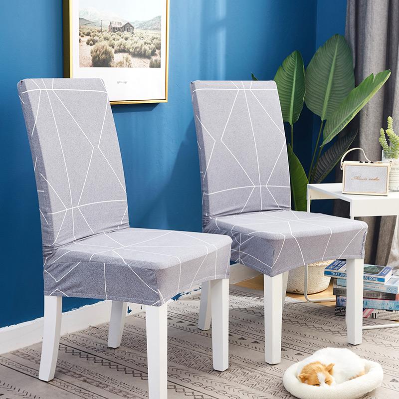 Printed Chair Covers Adjustable Dining Chair Cover Big Elastic Chairs Protector Kitchen Wedding Desk Stretch Modern Geometric