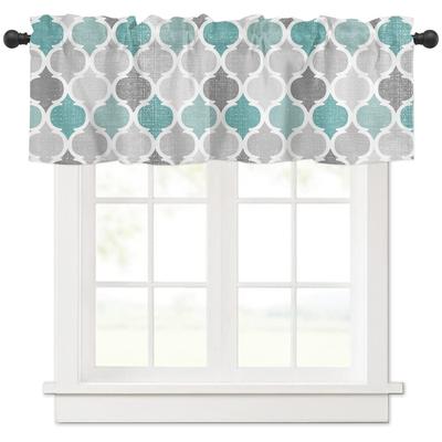 Window Top Curtain Fashion Printing Light Blocking Valance Short Curtain for Home Use 137x45cm